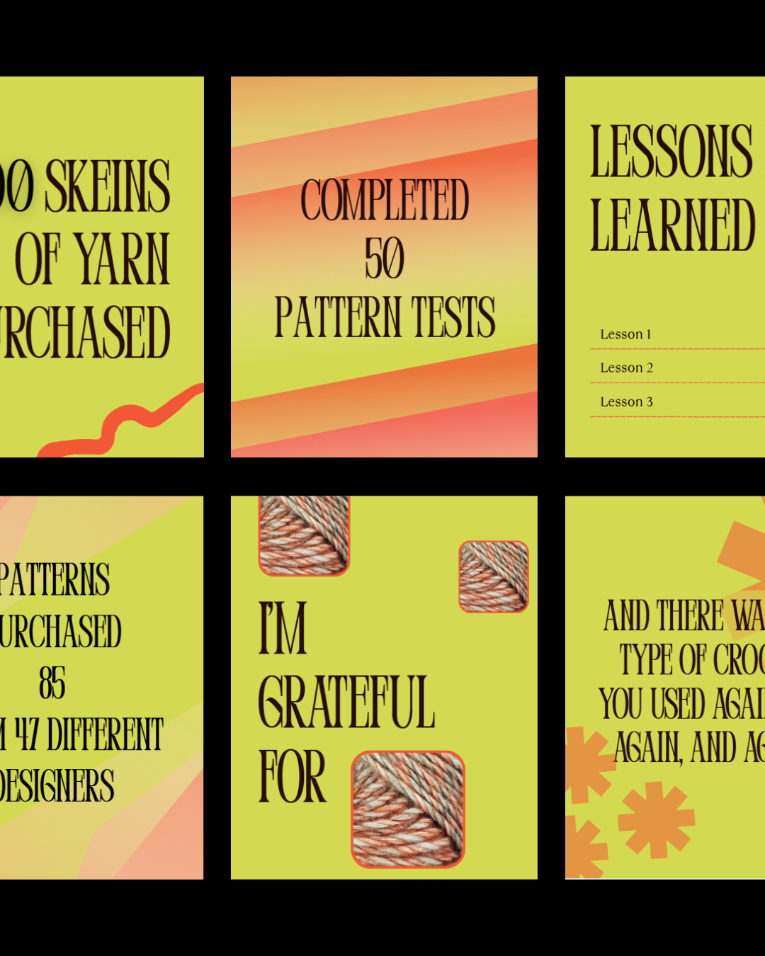 Crochet Wrapped Stats – Instagram Canva Template - Zesty Pop