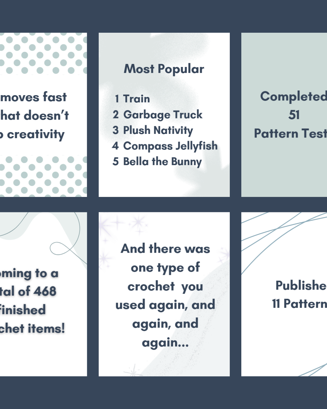 Crochet Wrapped Stats – Instagram Canva Template - Azure Sparkle