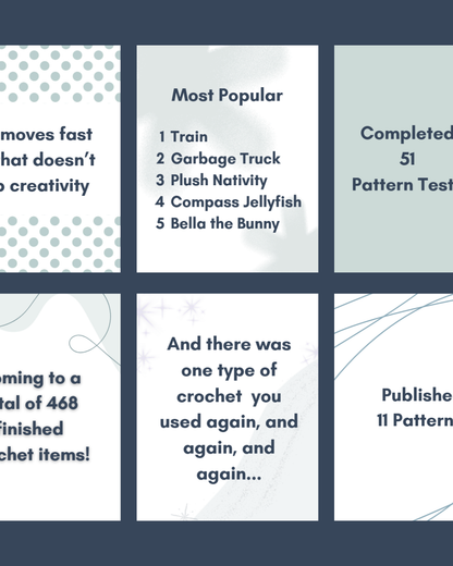 Crochet Wrapped Stats – Instagram Canva Template - Azure Sparkle